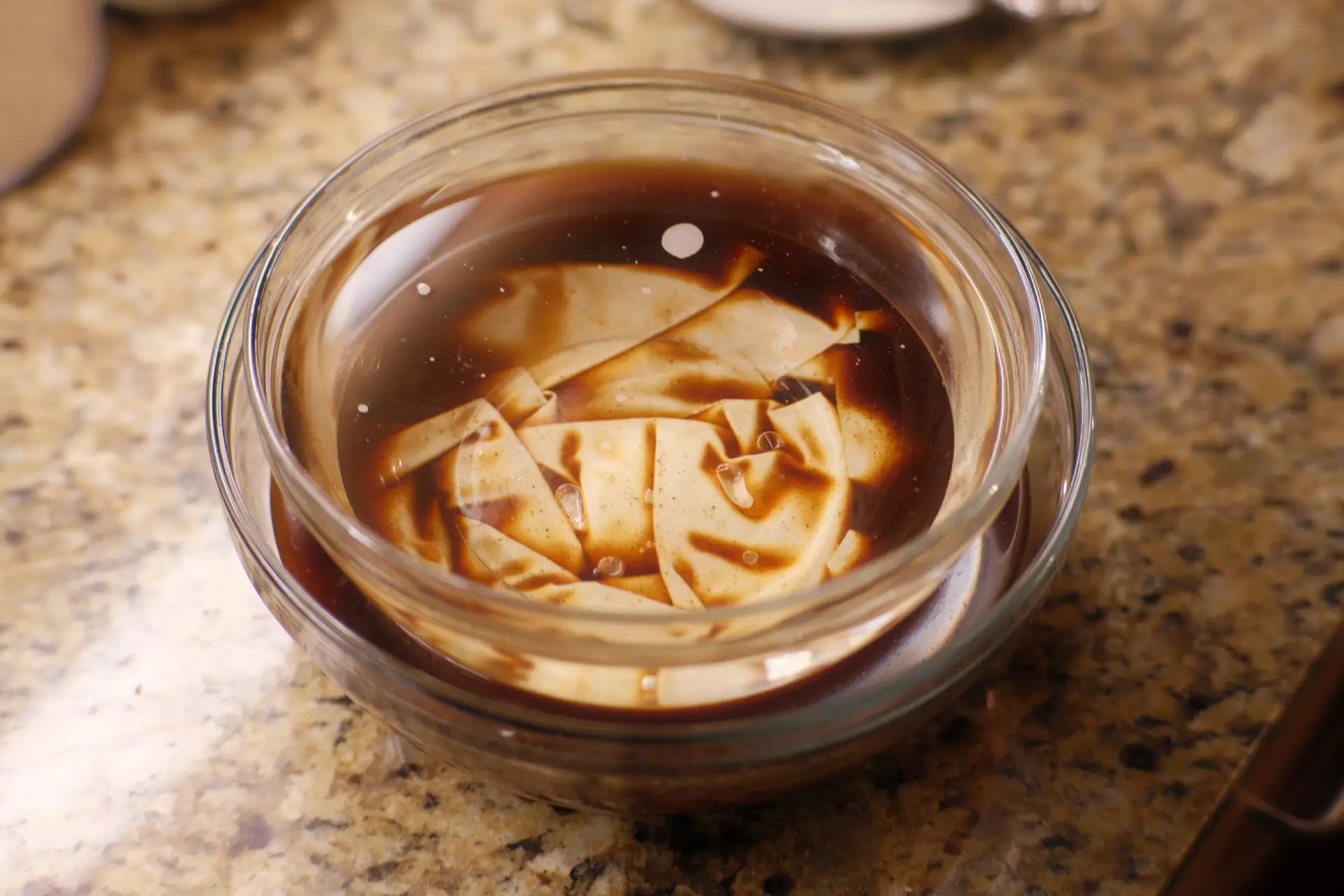 A big bowl of coffee with fabric in it