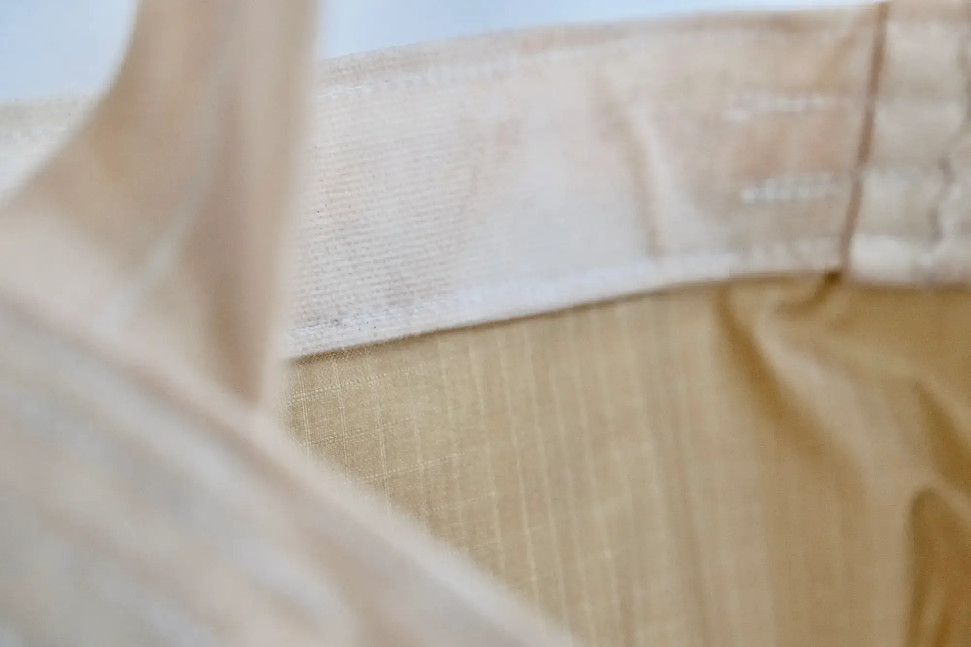 A close-up of the bag&rsquo;s stitching